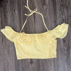 F21 Yellow Halter Crop Top
